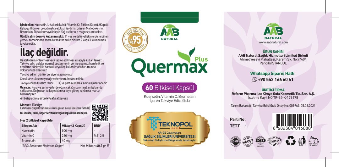 Quermax Plus Quercetin 60 Kapsül 5’li Paket