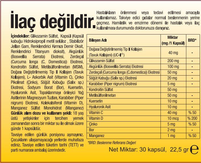 Quer- Type II UC-II Tip 2 Kollajen