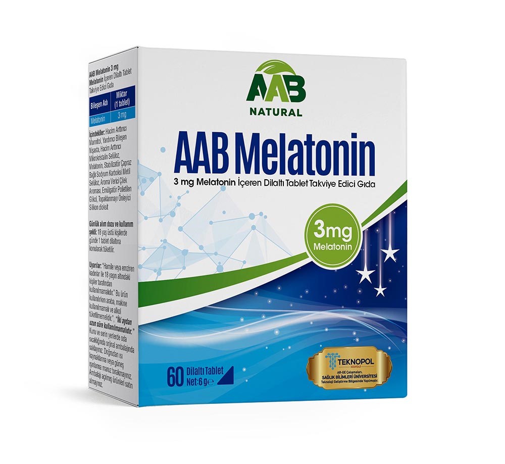 AAB Melatonin 3 mg Dilaltı Tablet  3’lü Paket -  ( 3 AL 2 ÖDE )